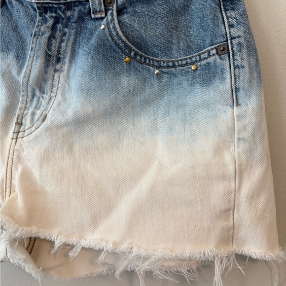 Y2K Ombre Studded Distressed Festival Denim GAP Punk Mini Flare Mom Short Small - Picture 3 of 9